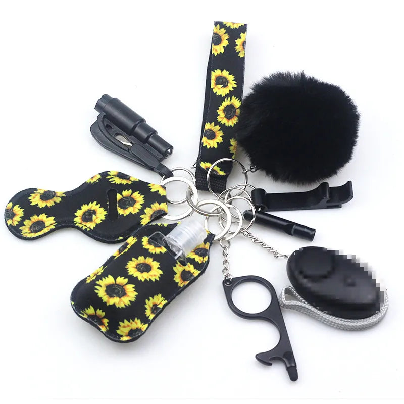 10pc/Set Self Defense Keychain Portable Girls' Self-Protection Keychain Set for Women Alarm Safe Key Ring Best Anti-Wolf Gift