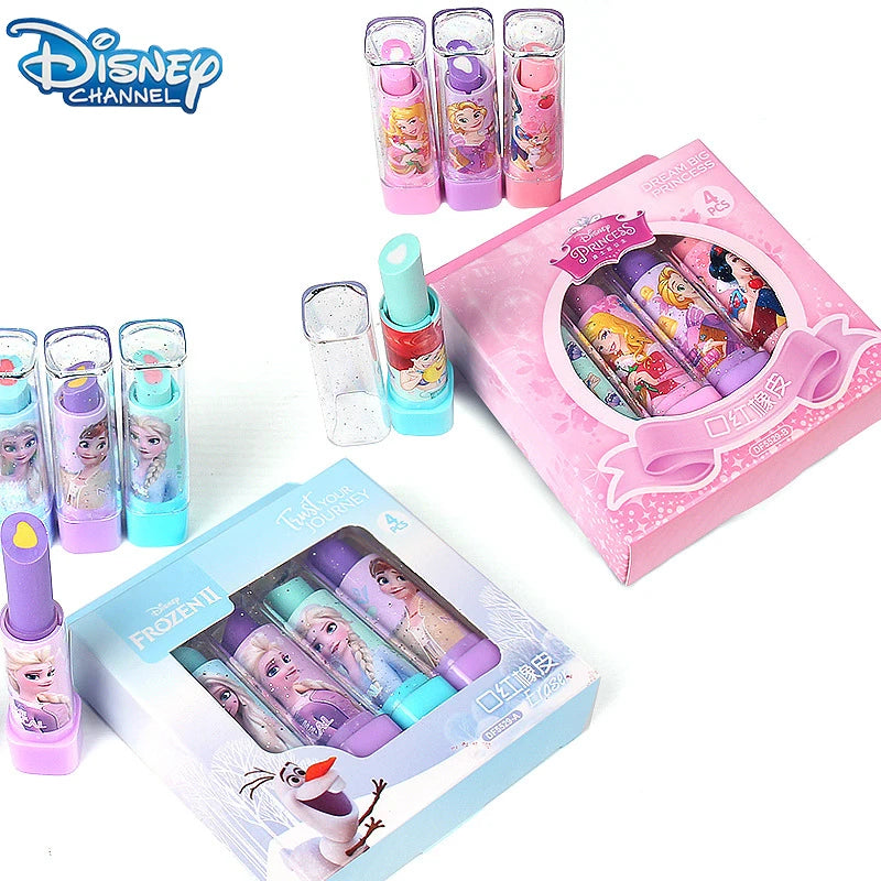 Disney Frozen Elsa Lipstick Eraser Set Cute Cartoon Children Eraser Party Gift Interesting Creativity Birthday Gift