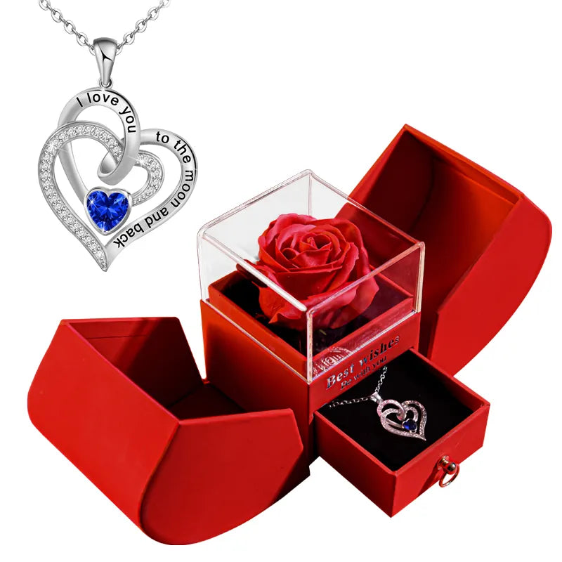 Valentine's Day Jewelry Pendant Necklace /W Soap Forever Rose Gift Box Mother's Day Necklace Jewelry Gifts for Girlfriend Women