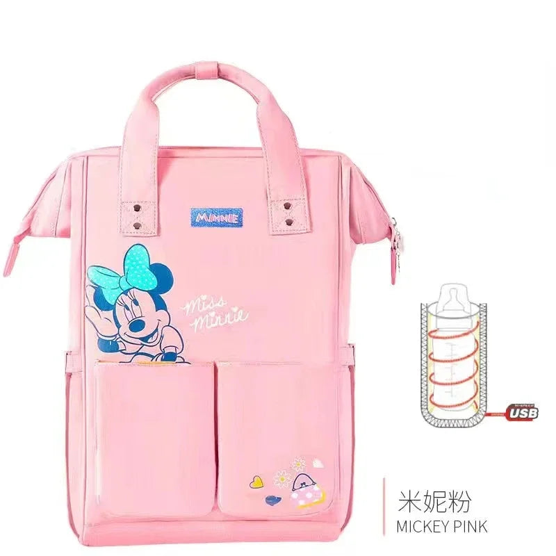 Disney Mickey Original New Diaper Bag Backpack Luxury Brand Baby Diaper Bag Large Capacity Multi-Function Cartoon Baby Bag