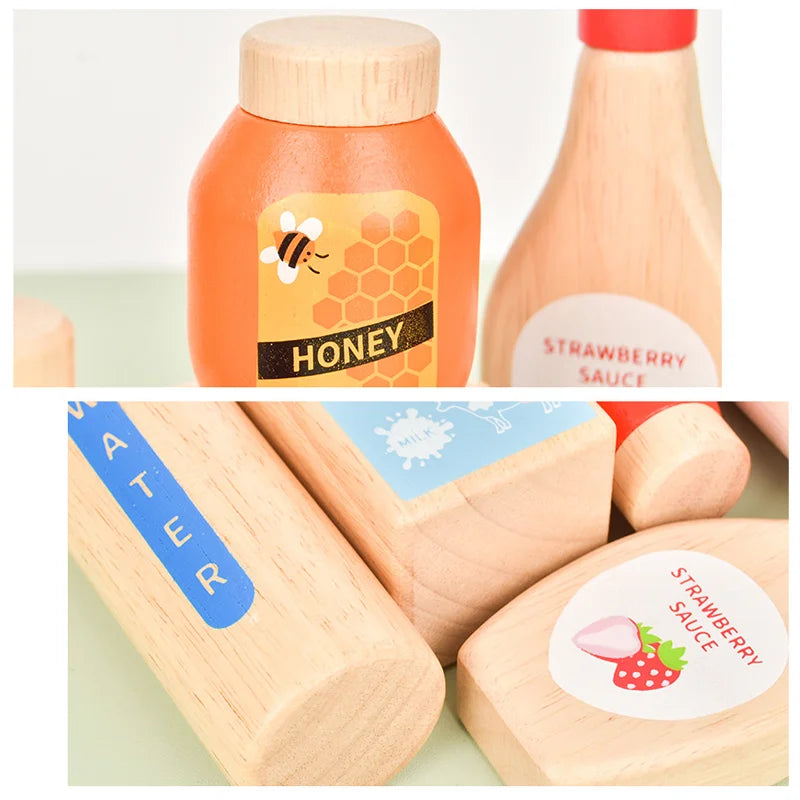 Pretend Play Toy Wooden Drink Set Kitchen Food Toys Kids Montessori Educational Game Children Wooden Imitation Toys for Girl Boy