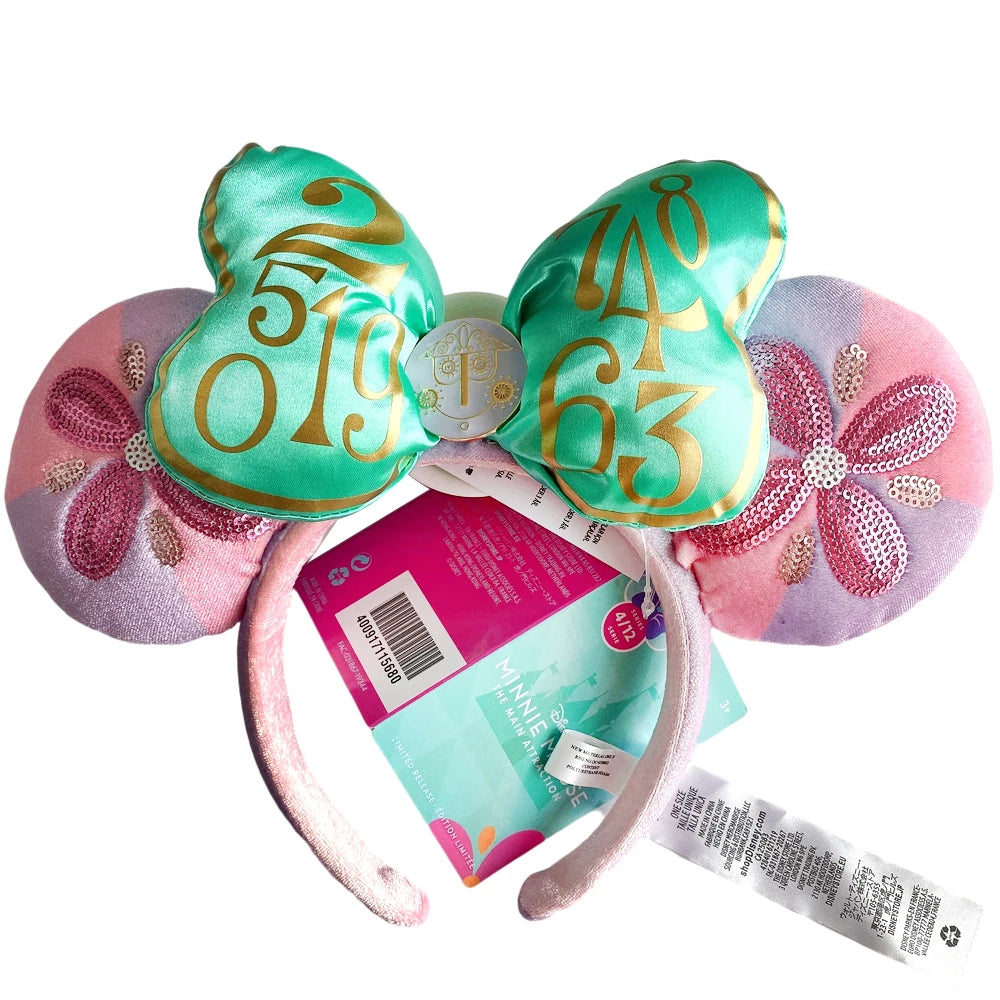 2025 Disney Minnie Ear Headband for Women Disneyland Hairband Mickey Adult/Child Leather Plush Sequin Cosplay Girls Accessories