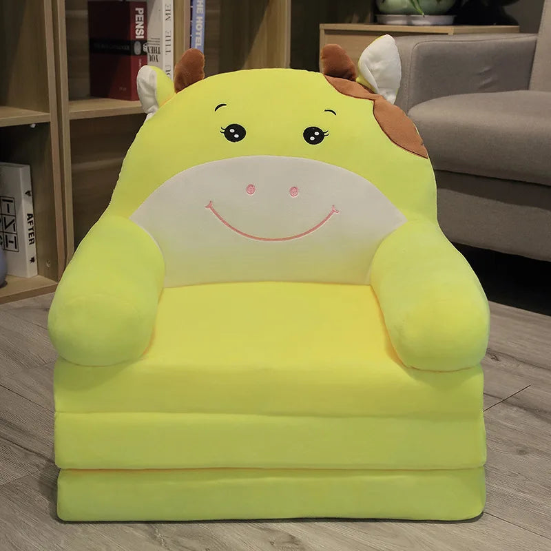 MOMO Children Sofa Cute Cartoon Lazy Folding Small Sofa Bed Girl Princess Baby Toddler Dual-Purpose Small Child Seat