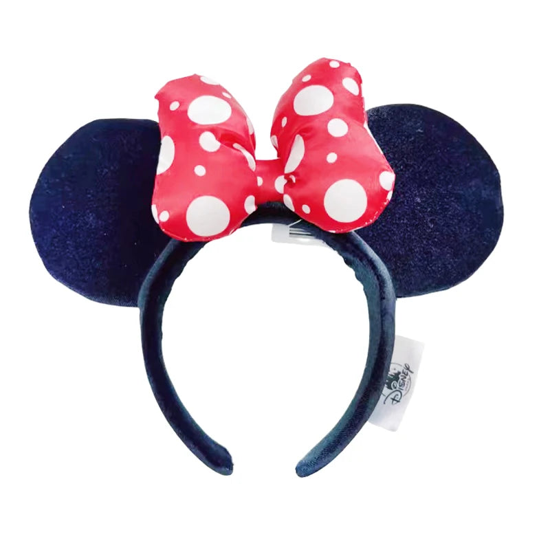 2025 Disney Minnie Ear Headband for Women Disneyland Hairband Mickey Adult/Child Leather Plush Sequin Cosplay Girls Accessories