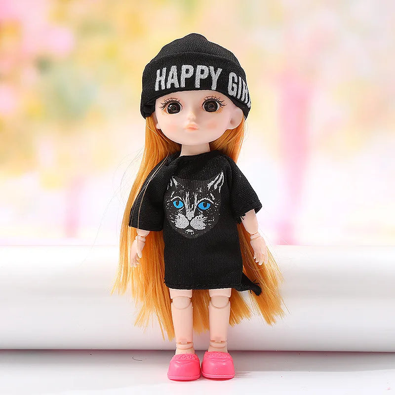 16cm BJD Doll 1/12 With Clothes and Shoes DIY Movable 13 Joints Fashion Cute Princess Figure Girl Gift Child Toys