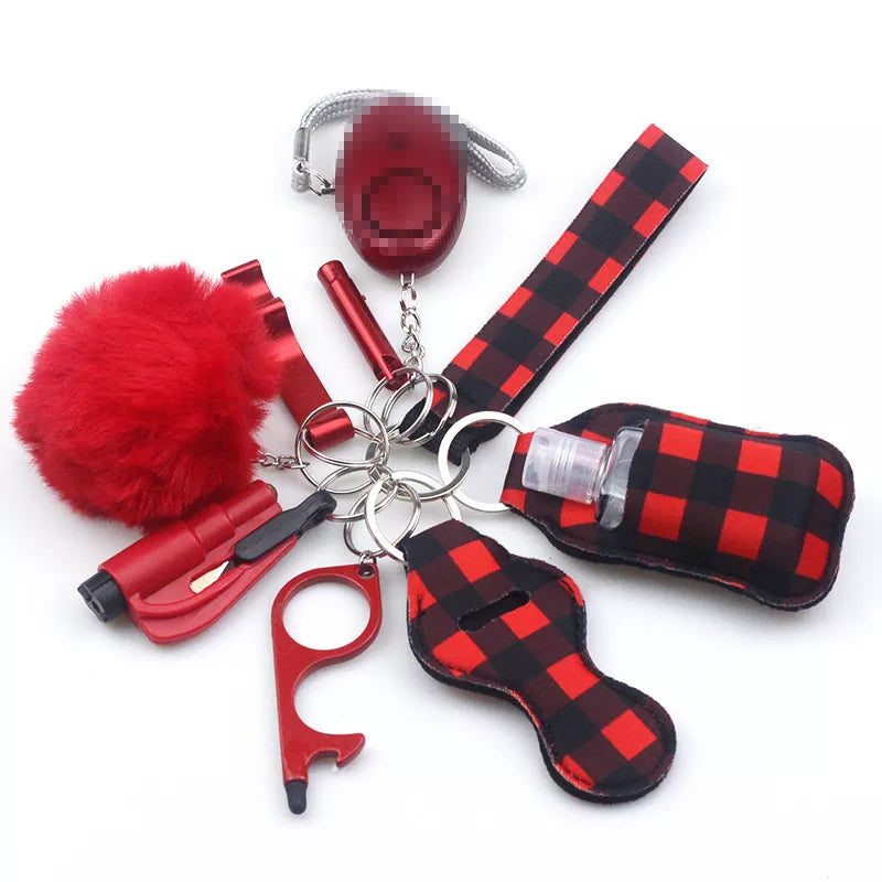 10pc/Set Self Defense Keychain Portable Girls' Self-Protection Keychain Set for Women Alarm Safe Key Ring Best Anti-Wolf Gift