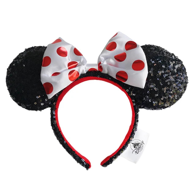 2025 Disney Minnie Ear Headband for Women Disneyland Hairband Mickey Adult/Child Leather Plush Sequin Cosplay Girls Accessories