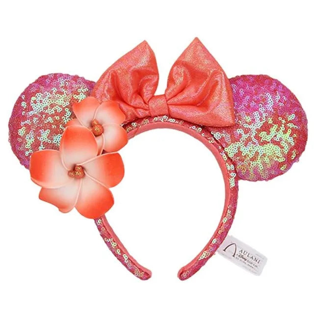 2025 Disney Minnie Ear Headband for Women Disneyland Hairband Mickey Adult/Child Leather Plush Sequin Cosplay Girls Accessories