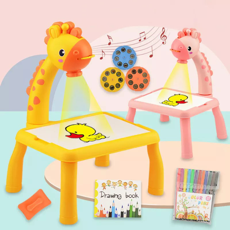 Kids Painting Board Toys Children LED Projector Art Painting Table Desk Arts Toy  Educational Learning Paint Tool Toy for Girl