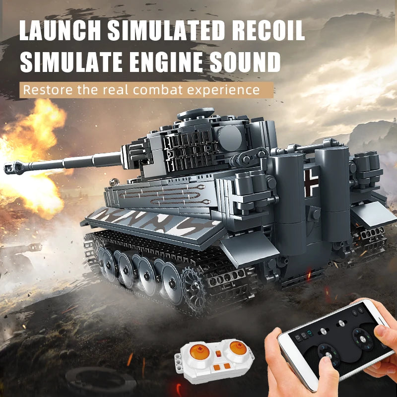 MOULD KING 20014 Technical Remote Control Tank Building Blocks Military Battle Tank MOC Bricks Educational Toys Birthday Gifts