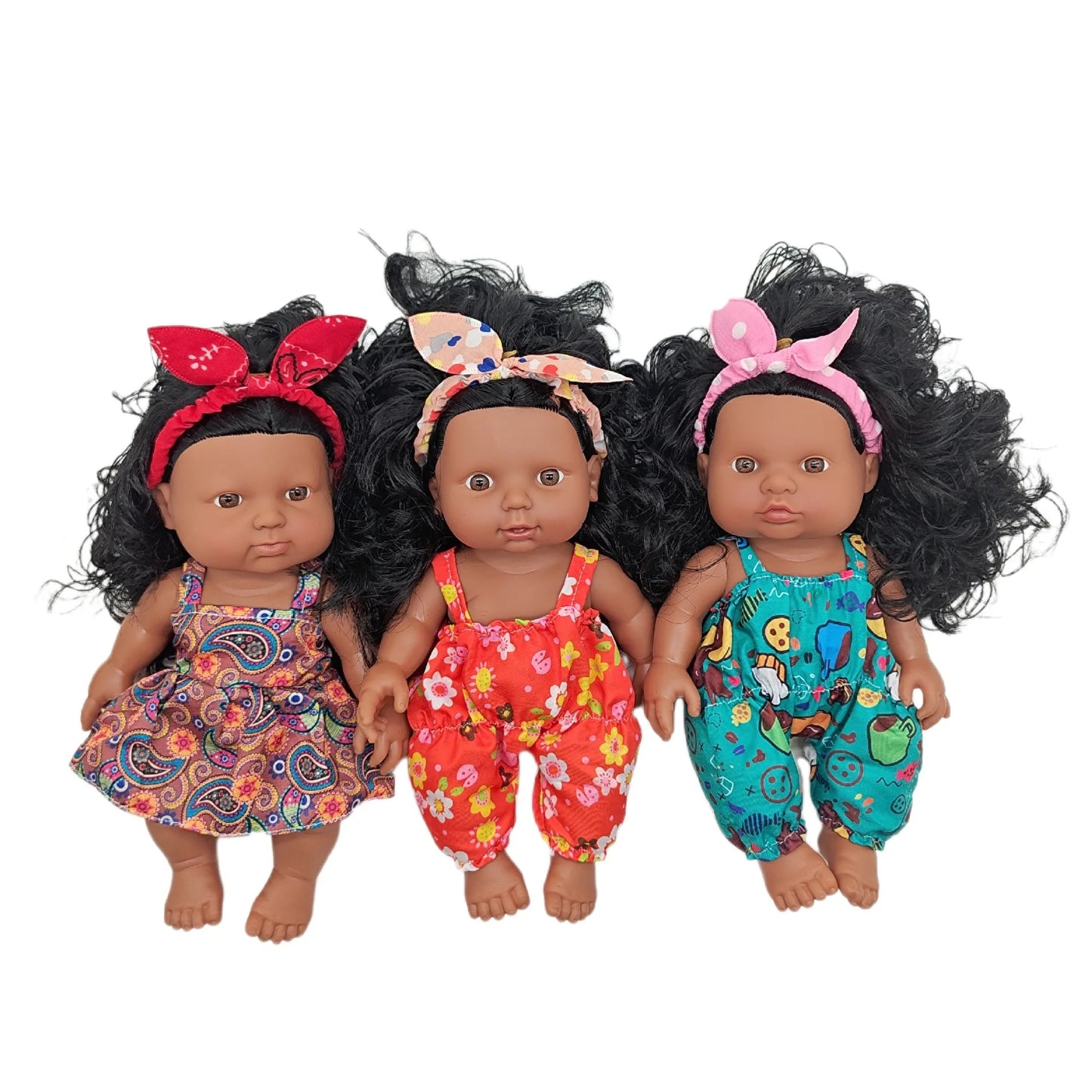 African Girl Princess Dolls Kids Play House Toy Simulation Reborn Dolls Soft Rubber African Dolls Music Dolls Toy Birthday Gifts