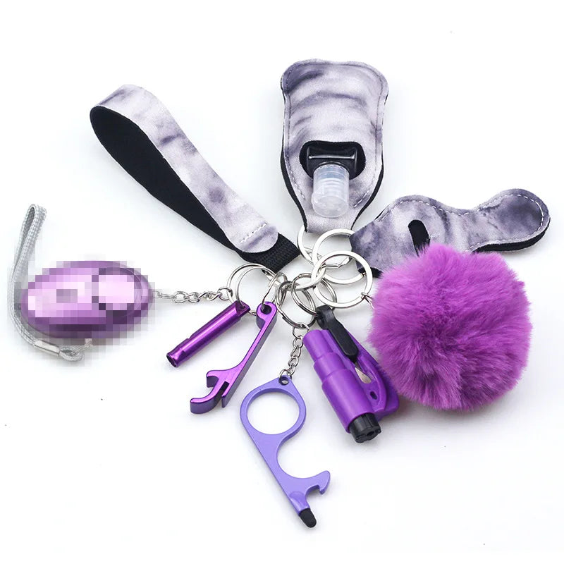 10pc/Set Self Defense Keychain Portable Girls' Self-Protection Keychain Set for Women Alarm Safe Key Ring Best Anti-Wolf Gift