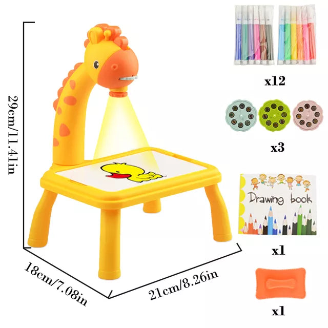 Kids Painting Board Toys Children LED Projector Art Painting Table Desk Arts Toy  Educational Learning Paint Tool Toy for Girl