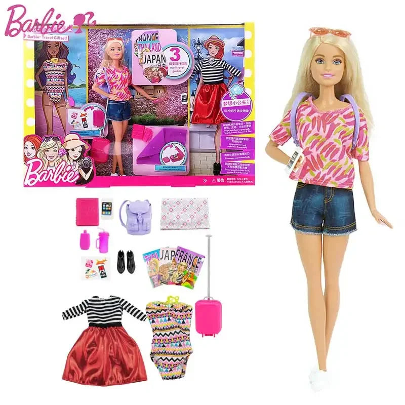 Original Barbie Holiday Surprise Gift Pack Doll Set Princess Elegant Dress Up Clothes Accessories Holiday Birthday Gift GFF61