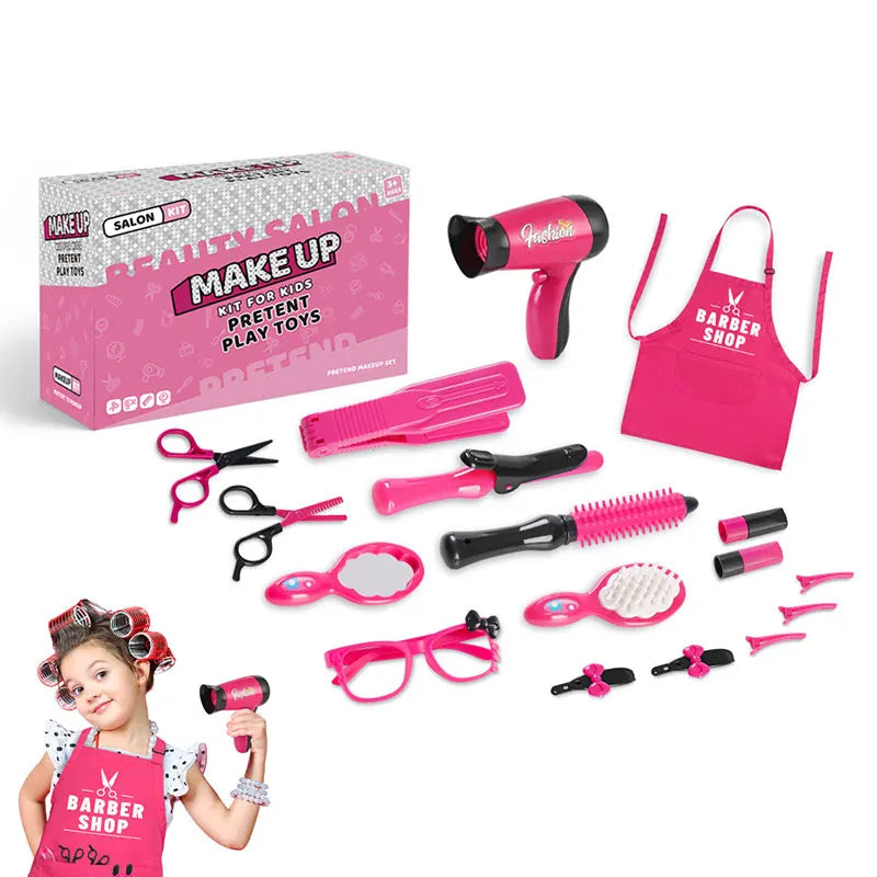 Kids Makeup Set for Girls Gifts Pretend Play Hairdressing Hair Simulation Styling Tools Blow Dryer Beauty Fashion Toys for Girls