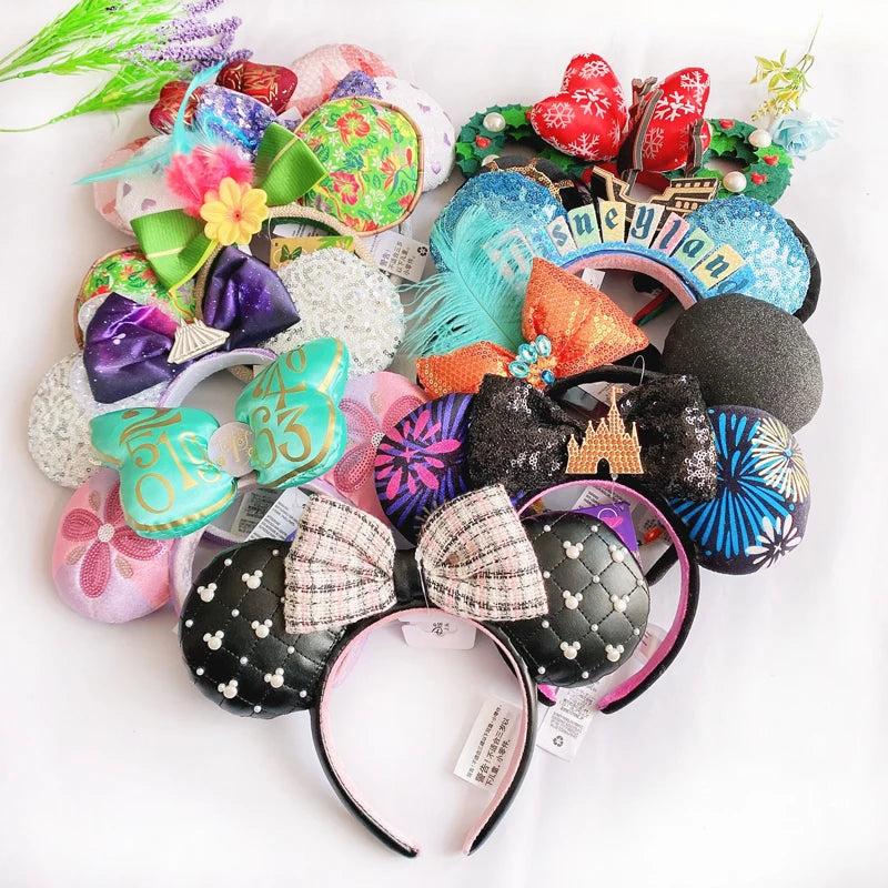 2024 Disney Mickey Ears Headband Firework Headband With Jack Pumpkin King Cosplay Hairband Disneyland Letter Headband Gift