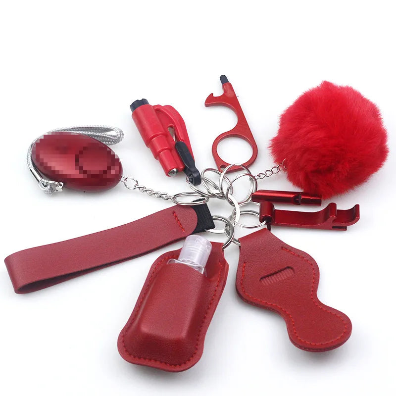 10pc/Set Self Defense Keychain Portable Girls' Self-Protection Keychain Set for Women Alarm Safe Key Ring Best Anti-Wolf Gift