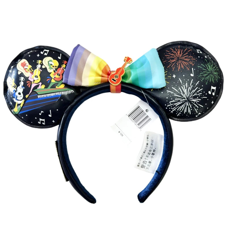 2025 Disney Minnie Ear Headband for Women Disneyland Hairband Mickey Adult/Child Leather Plush Sequin Cosplay Girls Accessories