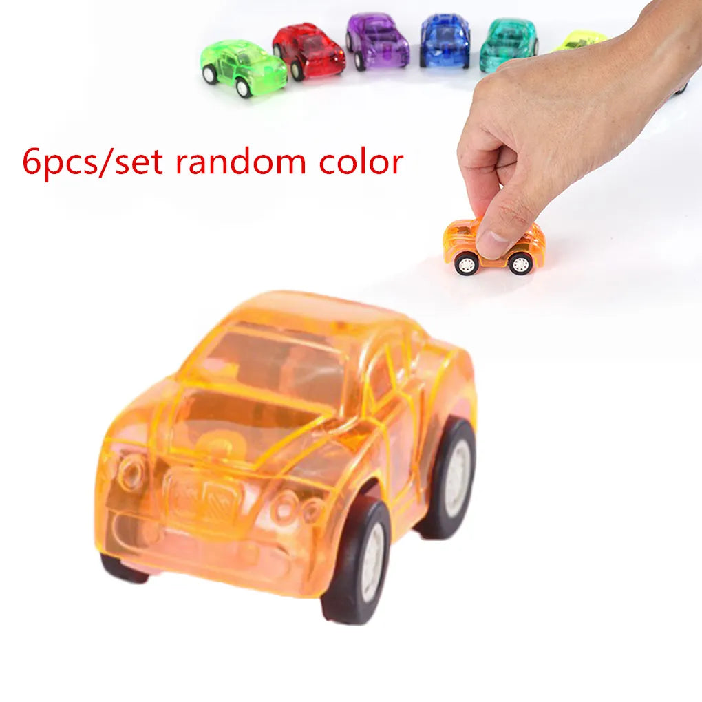 6pcs/Set Children Mini Pull Back Car Toy Construction Vehicle Fire Truck Model Set Boys Birthday Holiday Gift