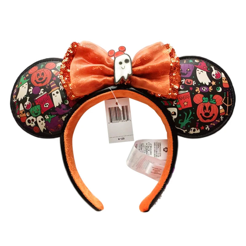 2025 Disney Minnie Ear Headband for Women Disneyland Hairband Mickey Adult/Child Leather Plush Sequin Cosplay Girls Accessories