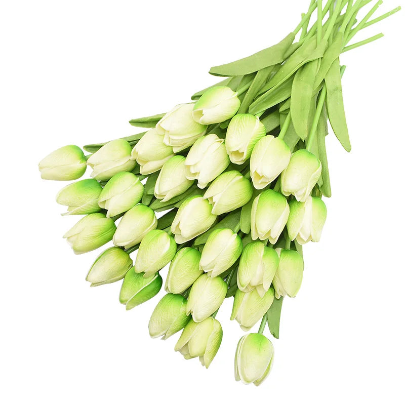 31Pcs Tulips Artificial Flower Real Touch Tulipe Flowers Fake Flowers Wedding Decoration Flowers Christmas Home Garden Decor