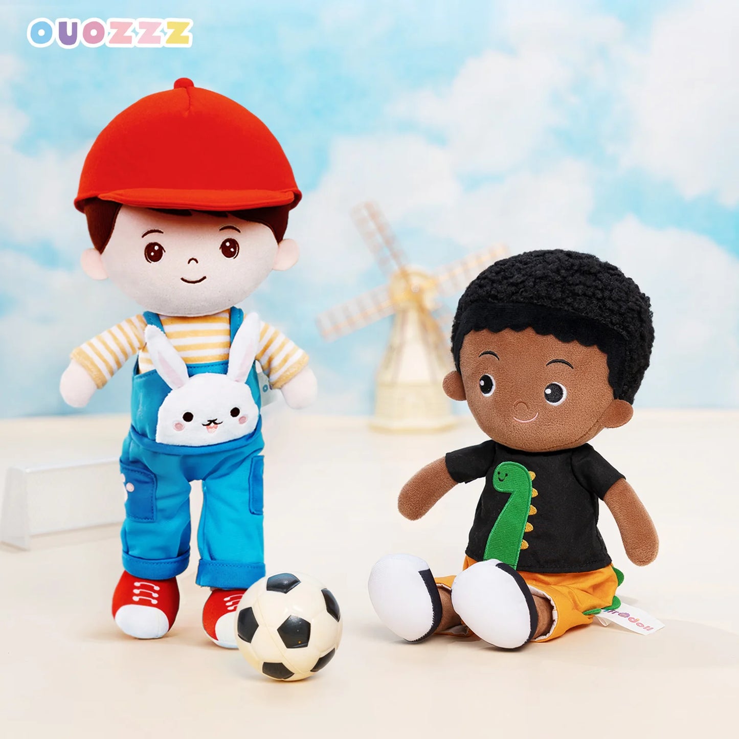 OUOZZZ Plush Boy Doll Toys African American Rag Doll Soft Stuffed Dolls Toys Black Reborn Doll Birthday Gift 38cm