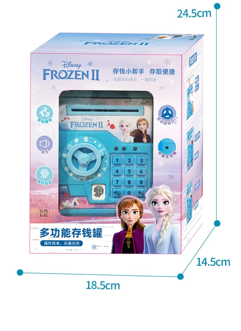 Disney Girls Frozen 2 Fingerprint Piggy Bank Princess Elsa Stitch Password Box Storage Box Girl Gift Action Figures