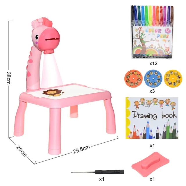 Kids Painting Board Toys Children LED Projector Art Painting Table Desk Arts Toy  Educational Learning Paint Tool Toy for Girl