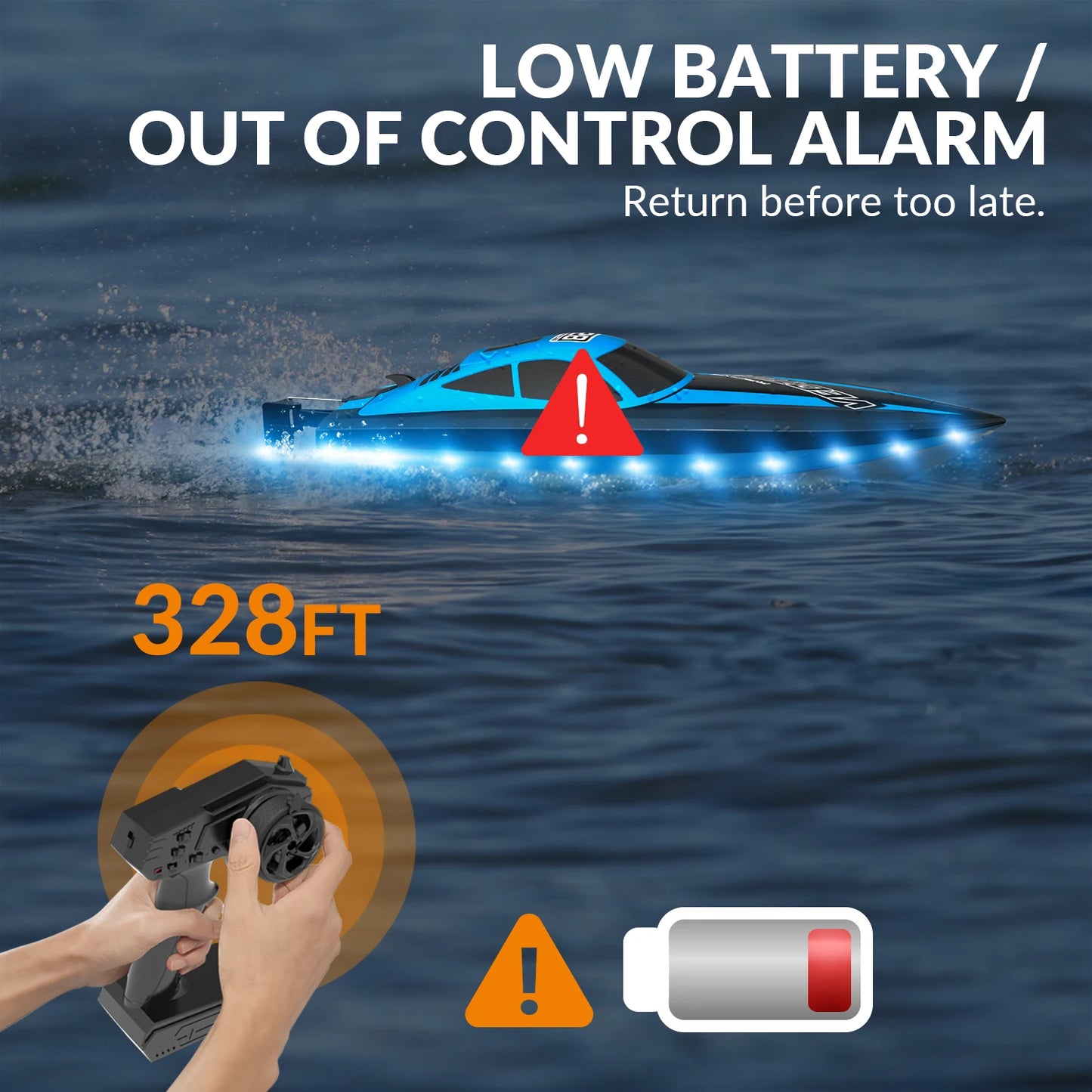 RC Boat 20MPH Fast RC Boat for Adults 2.4Ghz Remote Control Boat for Pools and Lake With 2 Rechargeable Batteries Toys Gifts For