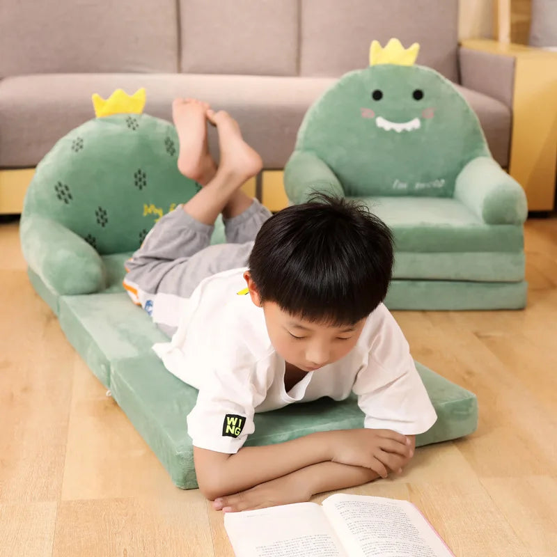 MOMO Children Sofa Cute Cartoon Lazy Folding Small Sofa Bed Girl Princess Baby Toddler Dual-Purpose Small Child Seat