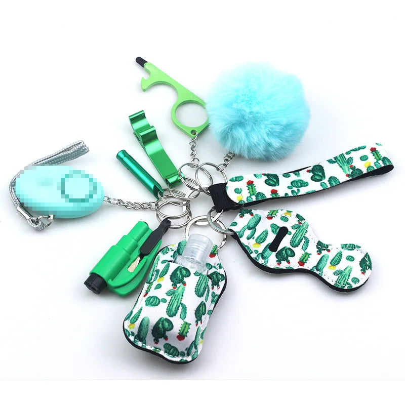 10pc/Set Self Defense Keychain Portable Girls' Self-Protection Keychain Set for Women Alarm Safe Key Ring Best Anti-Wolf Gift