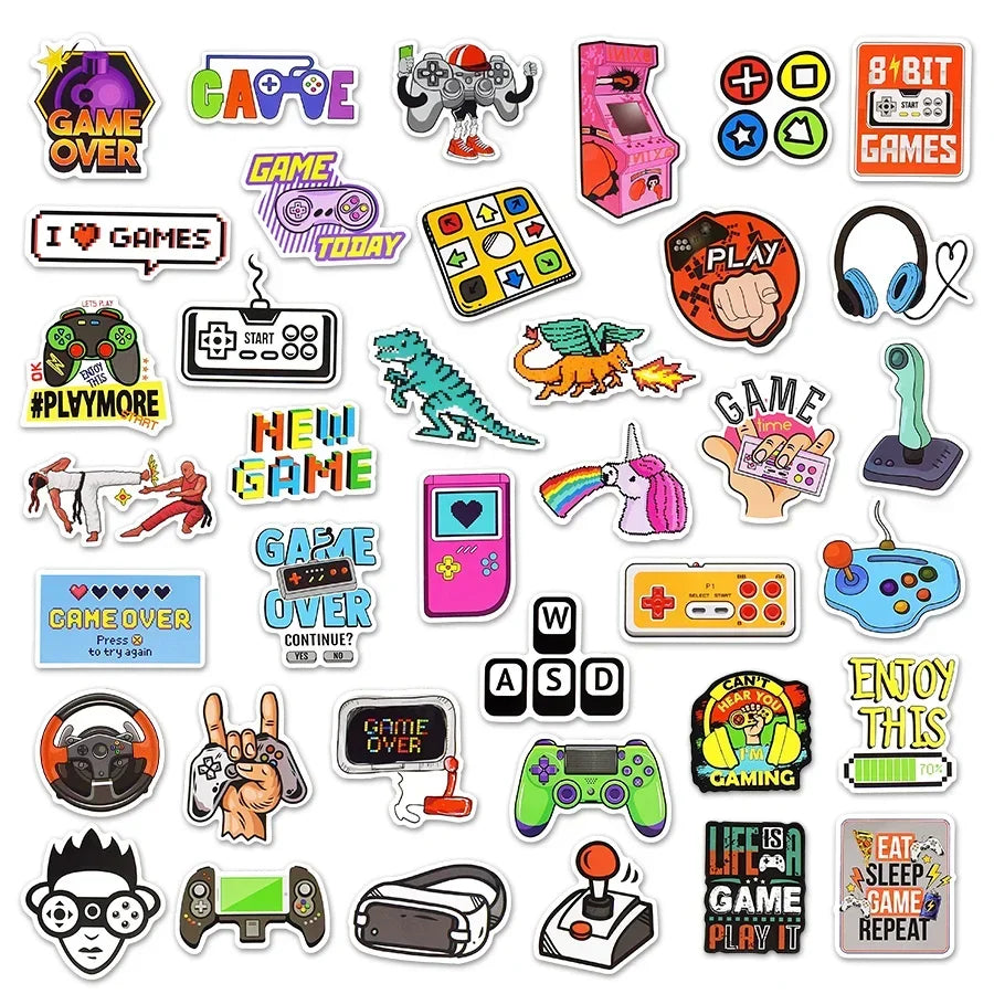 10/30/50 Pcs Vintage Video Game Stickers for Laptop Skateboard Motor Bike Car Fridge Guitar Waterproof Sticker Pack Classic Toys