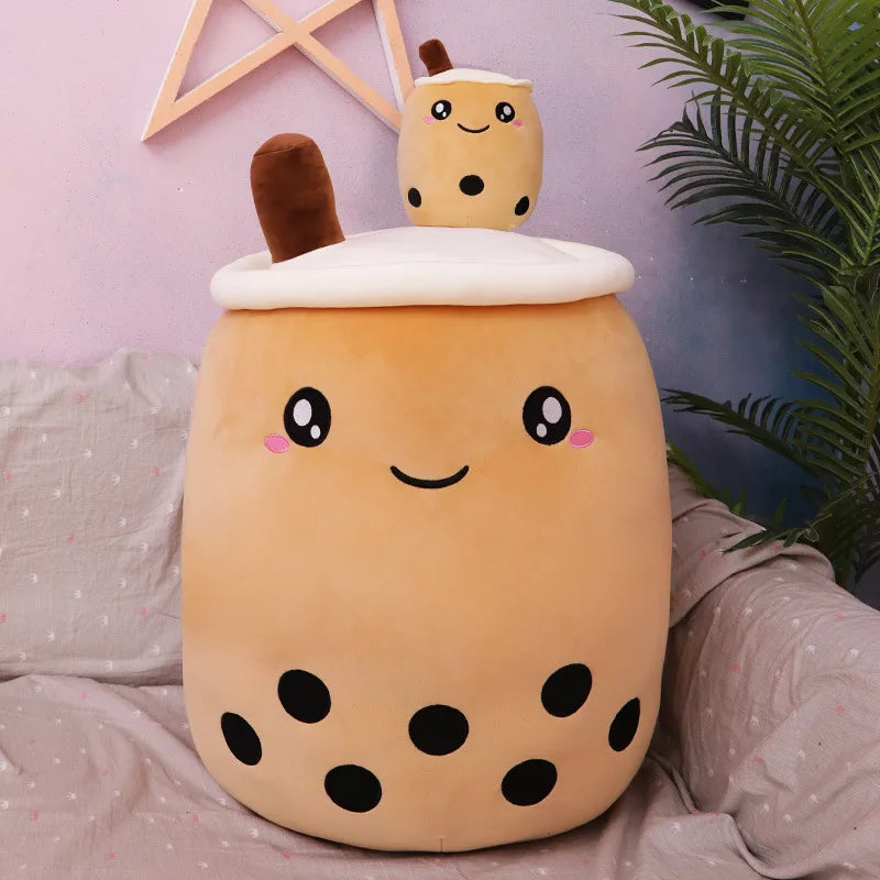 24cm Milk Tea Pillow Kawaii Soft Stuffed Plush Toys Boba Tea Plushie Toy for Kids Toys Birthday Gifts