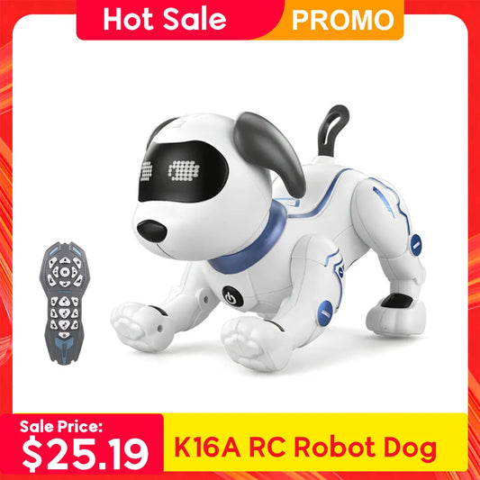 LE NENG TOYS K16A Electronic Animal Pets RC Robot Dog Voice Remote Control Toys Music Song Toy for Kids RC Toys Birthday Gift