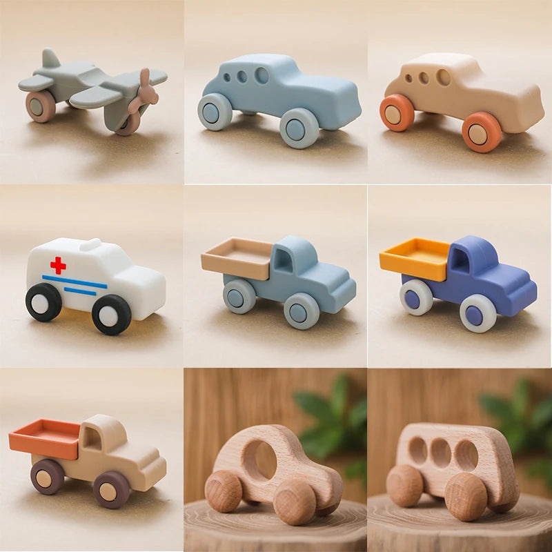 1PCS Silicone Car Building Block Toy Baby Hands Montessori Toys Boys and Girls 0-12 Months Teething Toys Children Christmas Gift