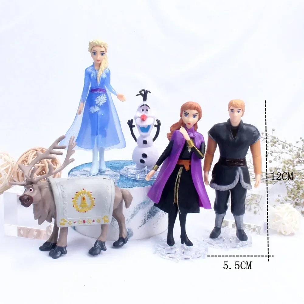 5/6pcs Disney Frozen 2 Snow Queen Elsa Anna PVC Action Figure Olaf Kristoff Sven Anime Dolls Figurines Kids Toy Girls Gifts