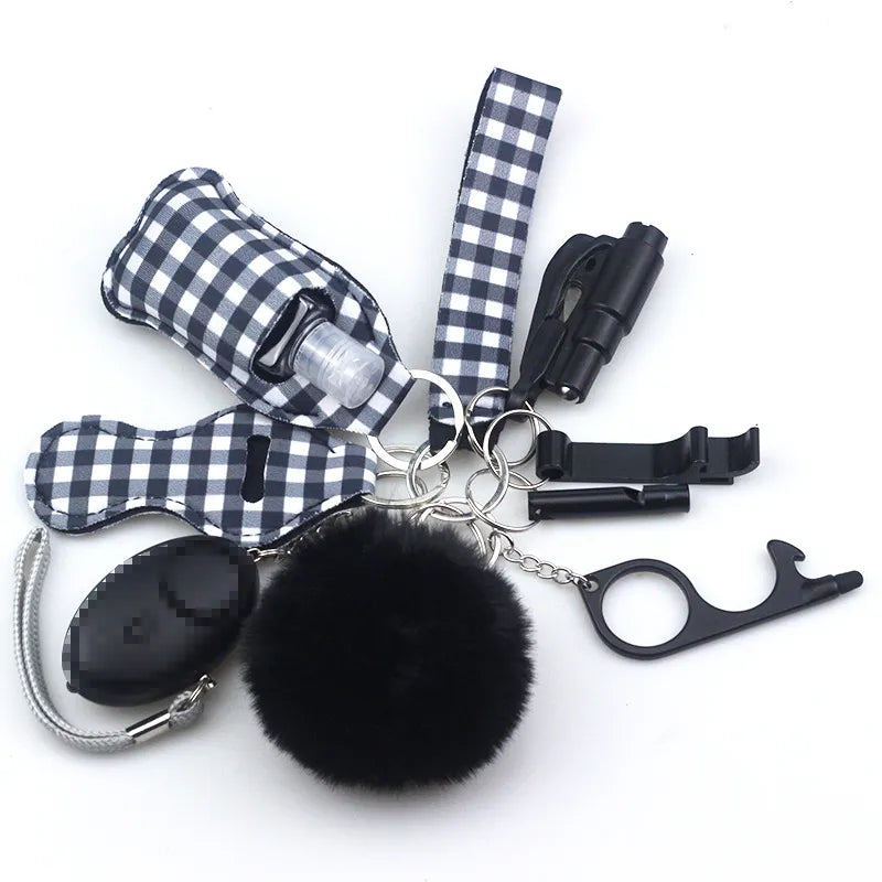 10pc/Set Self Defense Keychain Portable Girls' Self-Protection Keychain Set for Women Alarm Safe Key Ring Best Anti-Wolf Gift