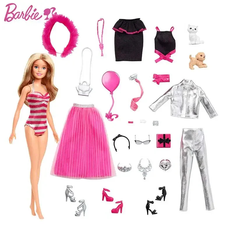 Original Barbie Holiday Surprise Gift Pack Doll Set Princess Elegant Dress Up Clothes Accessories Holiday Birthday Gift GFF61