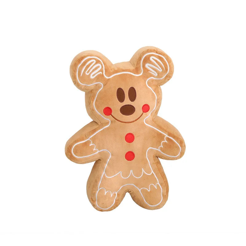 Disney Mickey Mouse Minnie Cookie Plush Toys Anime Cute Gingerbread Man Dolls Pillow Kawaii Stuffed Toys for Children Christmas