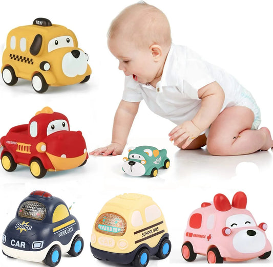 Mini Racing Car Kids Educational Toy Baby Car Toys Cars Soft & Sturdy Pull Back Car Toys for Children Boys Girl 1 2 3 4 5 Years